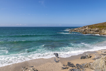 Little Fistral Beach near Newquay in Cornwall, on a sunny summer's day