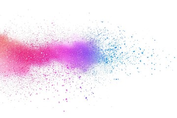 Powder sprinkle on white background with pink and blue colors