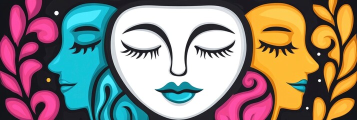 art of womans face with swirling pattern background