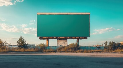 Empty billboard against a clear sky, perfect for advertising displays or creative use. Ideal for marketing and design projects.