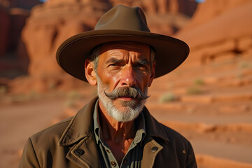 Fototapeta premium portrait of an old cowboy