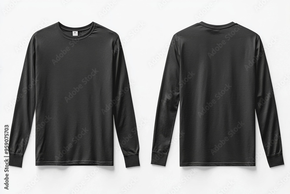 Wall mural Black long sleeve tshirt mockup isolated created with Generative AI