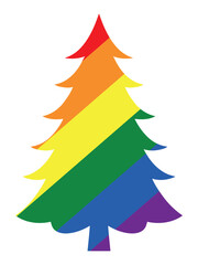 Obraz premium Christmas tree, gay pride rainbow, vector drawing for the LGBT community