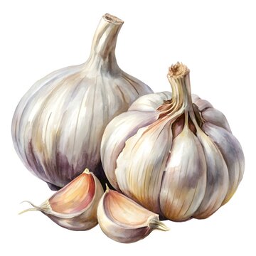 watercolor garlic on a white background