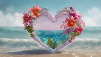 Fototapeta premium Love symbol, concept for Valentine's Day, wedding etc. Heart elements for love concept design. AI generated image