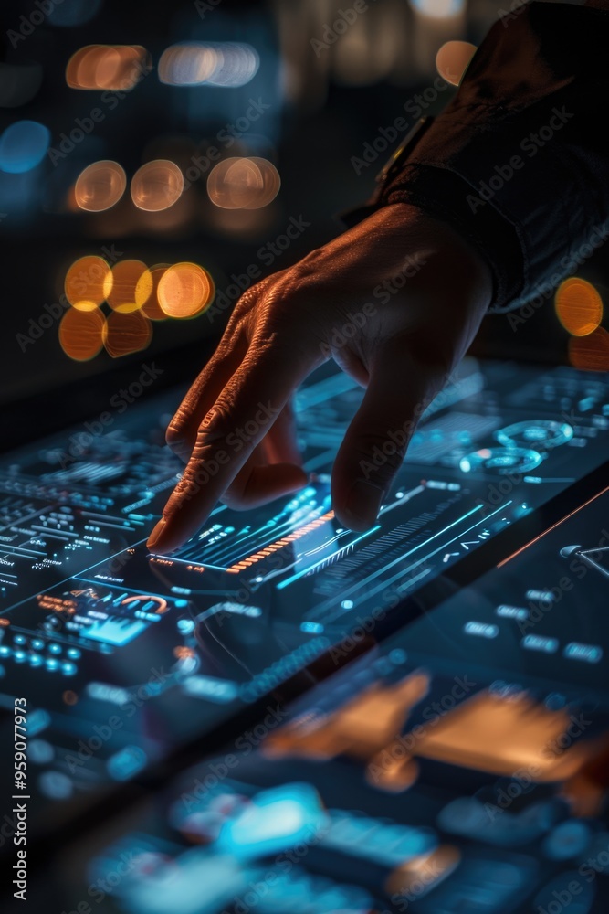Poster A person's hand typing on a computer keyboard