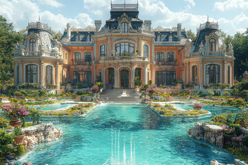 A lavish, luxurious mansion with opulent decor contrasted with a dilapidated, rundown building...