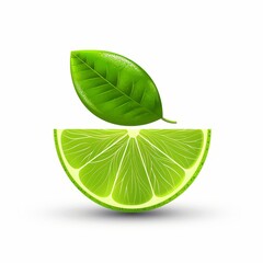 Thai lime wedge, food element, minimalist vector design, natural green, isolated on white background