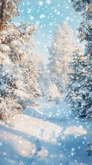 Winter Forest Landscape With Snow