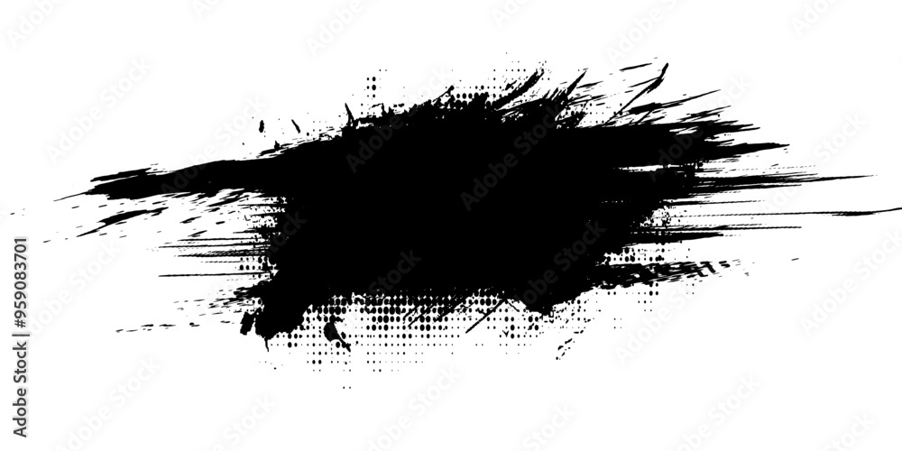 Wall mural vector black ink drops and paint splashes. hand drawn design elements isolated on white background