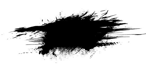 Vector black ink drops and paint splashes. Hand drawn design elements isolated on white background