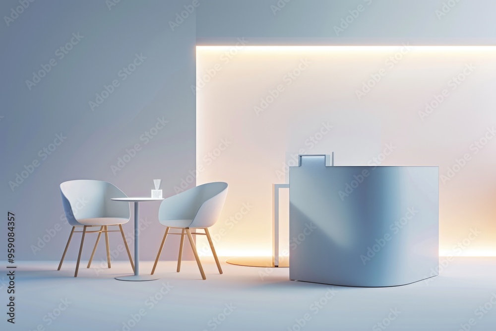 Poster a table and two chairs in a room setting