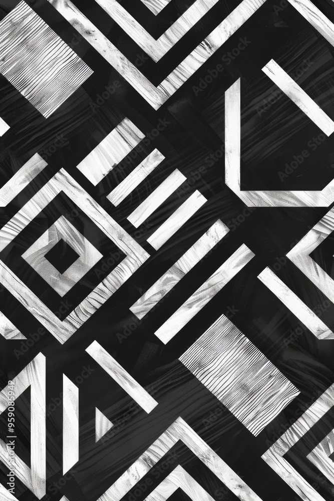 Poster a close-up shot of a geometric pattern in monochrome tones