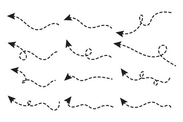 Curved dotted arrow. Zigzag arrow stripes design with dotted lines.