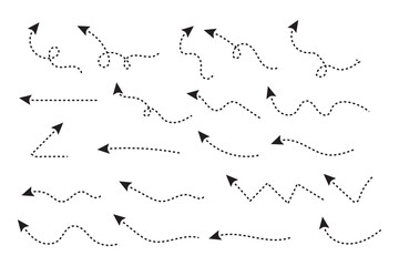Hand drawn dotted arrow line clip art