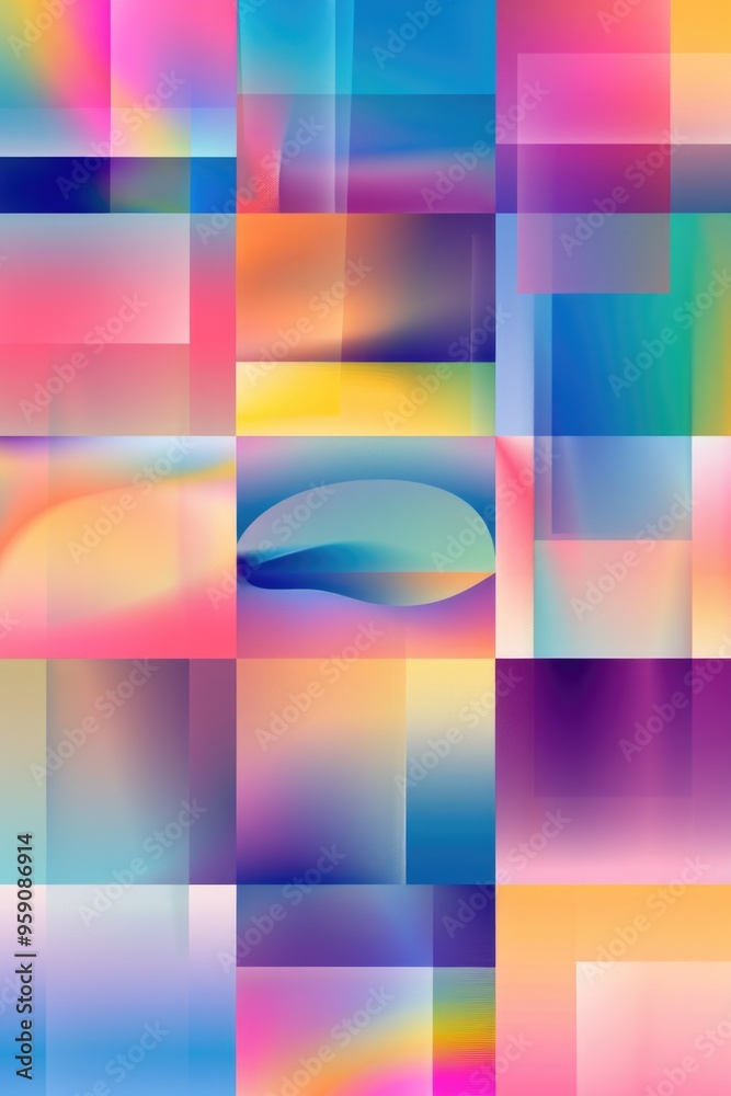 Poster a vibrant multicolored background featuring geometric shapes