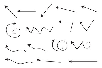 Set of hand-drawn arrows isolated on white background