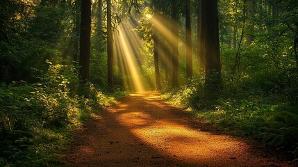 Obraz premium landscape photo of a wooded path