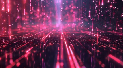 Naklejka premium futuristic digital landscape with neon lines forming intricate network abstract representation of big data and technology creating sense of speed and connectivity in cyber realm