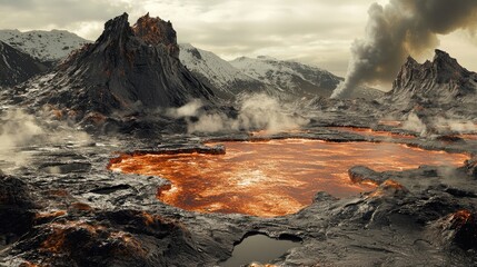 Fototapeta premium Primitive Microorganisms in Cooling Lava