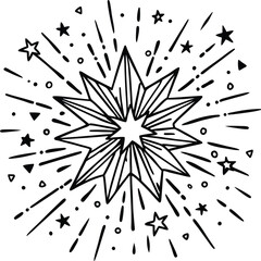 Doodle line sparkles and rays Handdrawn explosion lines confetti vector illustration