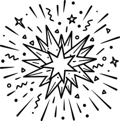 Doodle line sparkles and rays Handdrawn explosion lines confetti vector illustration