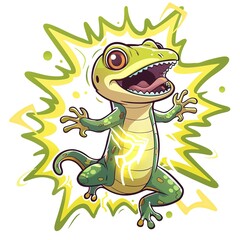 Fototapeta premium Gecko Lightning element animal cartoon isolated whitebackground 16:9