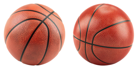 Basket ball isolated on transparent background, set of