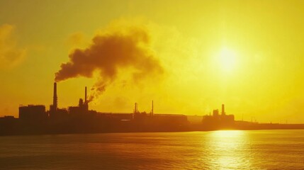 Fototapeta premium Time-Lapse of Factory Emissions and Sea