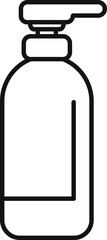 Simple line drawing representing a dispenser bottle for soap or shampoo offering a minimalist design
