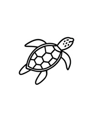 Editable stroke vector illustration of a sea turtle gliding with its flippers extended.