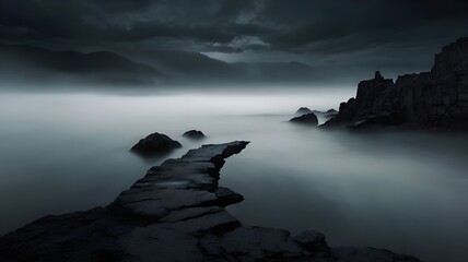 Obraz premium misty morning on the coast