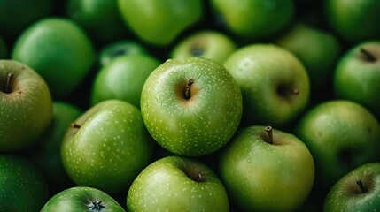 Obraz premium Fresh Green Apples in a Pile