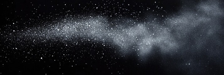 Obraz premium Speck Of Dust. Abstract Dust Particles Floating in Night Sky, Stardust Overlays for Astronomical Graphic Design