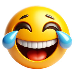 3D emoji face with a laughing  expression