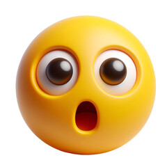 3D emoji face with a surprised expression 