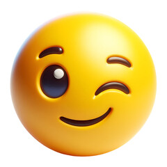 3D emoji face with a winking expression
