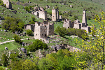 Fototapeta premium Egikal complex of battle towers in Ingushetia