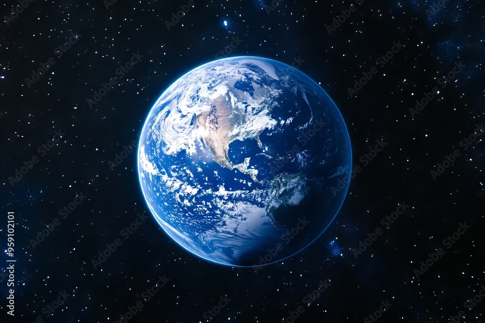 Canvas Prints a view of the earth from space with stars in the background