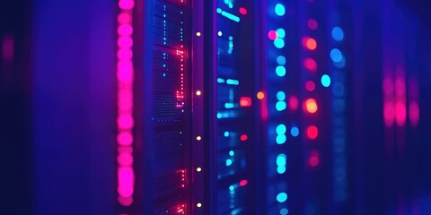 Server Equipment in Nighttime Ambient Light