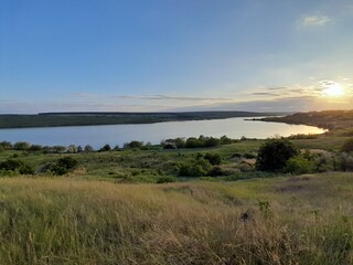 sunset over the river