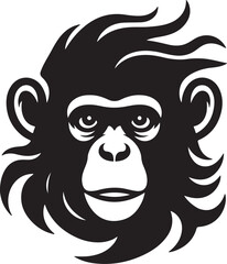 shimpanzee face icon silhouette vector art illustration