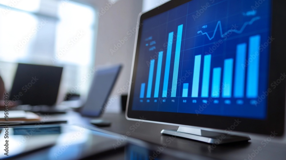 Aufkleber A dynamic presentation slide featuring a bar chart with animated bars highlighting key performance metrics in a business meeting