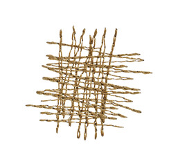 Stiched weaving mending crisscross thread textile darn patch isolated cutout on transparent