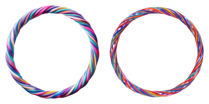 Hula hoop isolated on transparent background, set of