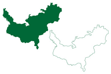 Obraz premium Anuppur district (Madhya Pradesh State, Shahdol division, Republic of India) map vector illustration, scribble sketch Anuppur map