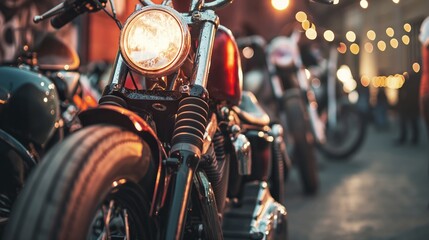 A close-up view of a vintage motorcycle headlamp showcasing the intricate design and retro aesthetic at a local bike meet.