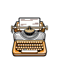 Editable stroke vector of a vintage typewriter with keys.