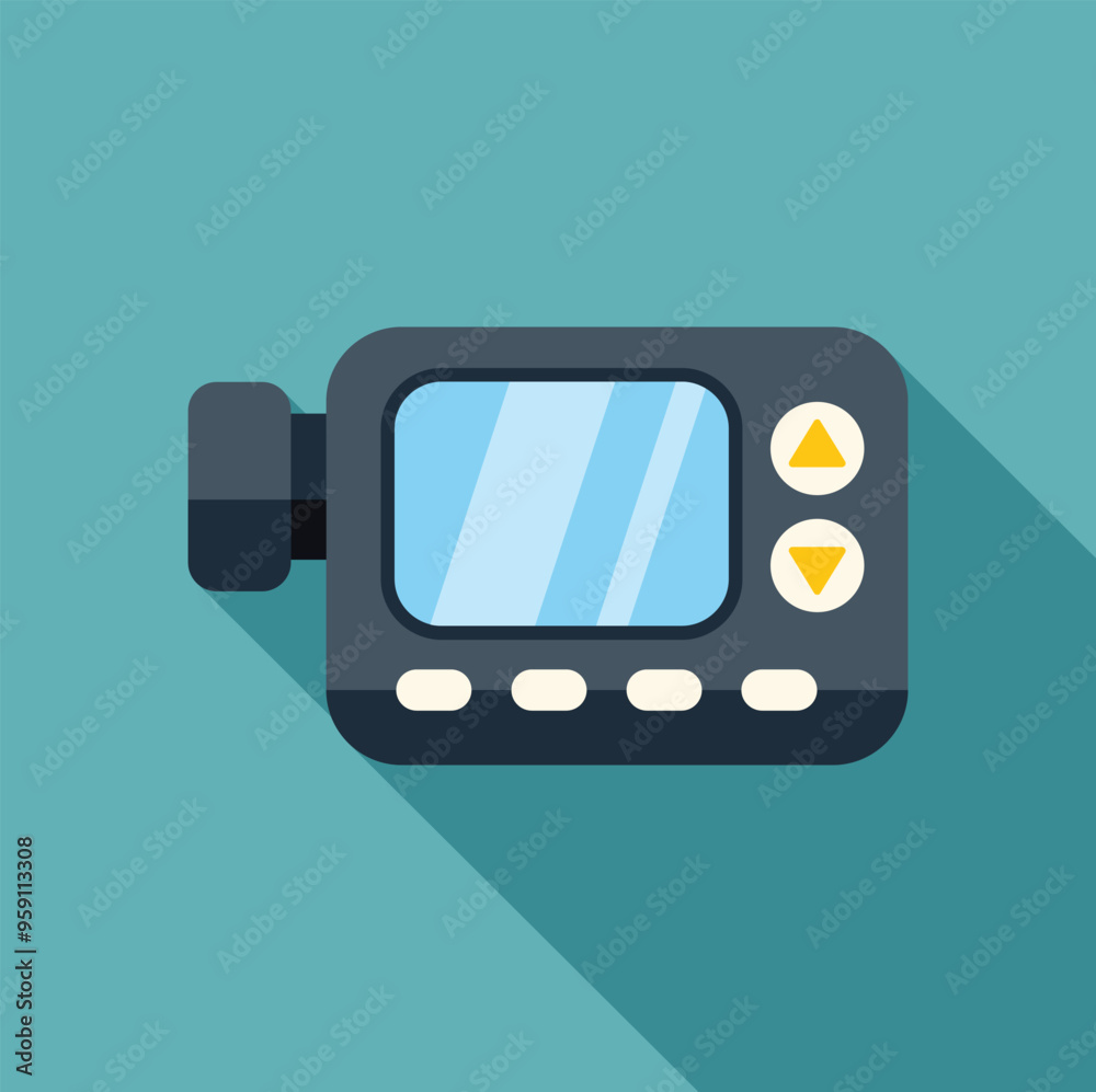 Poster underwater camera showing a blank screen displaying recording buttons for starting and stopping