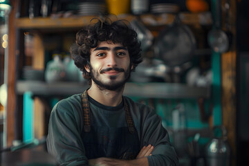 Portrait of an altruistic volunteer in a community project, dedicating his time and energy to helping others and making the world a better place. 